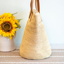 Damen Raffia-Strohtasche mit Henkeln aus echtem Leder für Strand, Urlaub & Sommer-Outfits