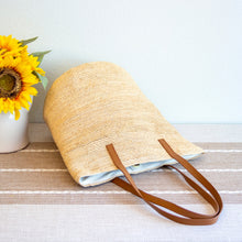 Damen Raffia-Strohtasche mit Henkeln aus echtem Leder für Strand, Urlaub & Sommer-Outfits