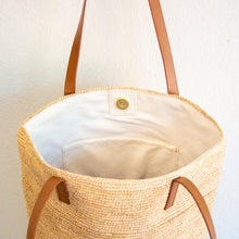 Damen Raffia-Strohtasche mit Henkeln aus echtem Leder für Strand, Urlaub & Sommer-Outfits