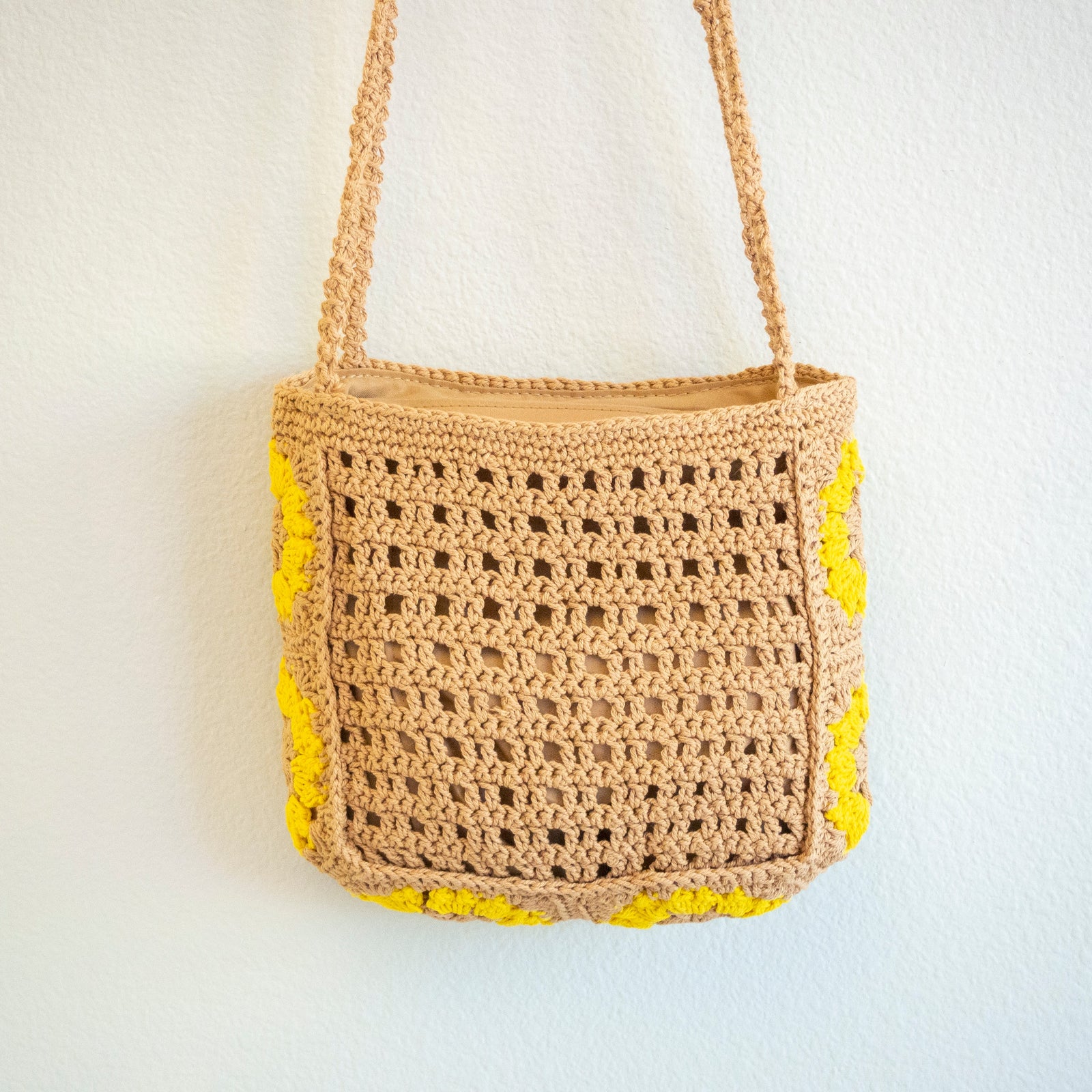 Women’s Small Boho Cotton Knitted Shoulder Bag Purse for Boho Everyday Style & Gifts