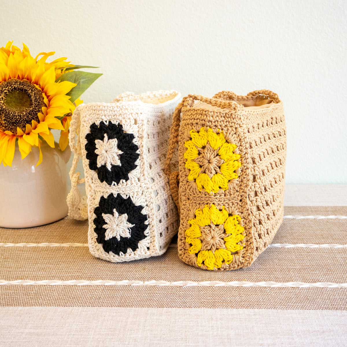 Women’s Small Boho Cotton Knitted Shoulder Bag Purse for Boho Everyday Style & Gifts