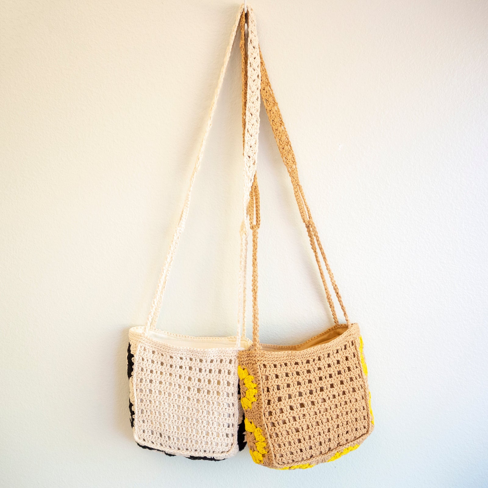 Women’s Small Boho Cotton Knitted Shoulder Bag Purse for Boho Everyday Style & Gifts