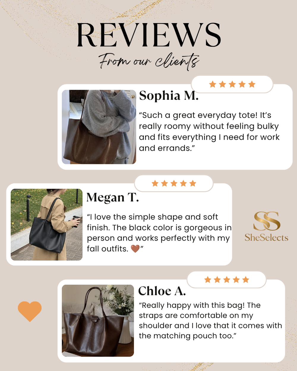 Large Vegan Leather Tote Bag, Soft Shoulder Shopper with Zippered Divider
