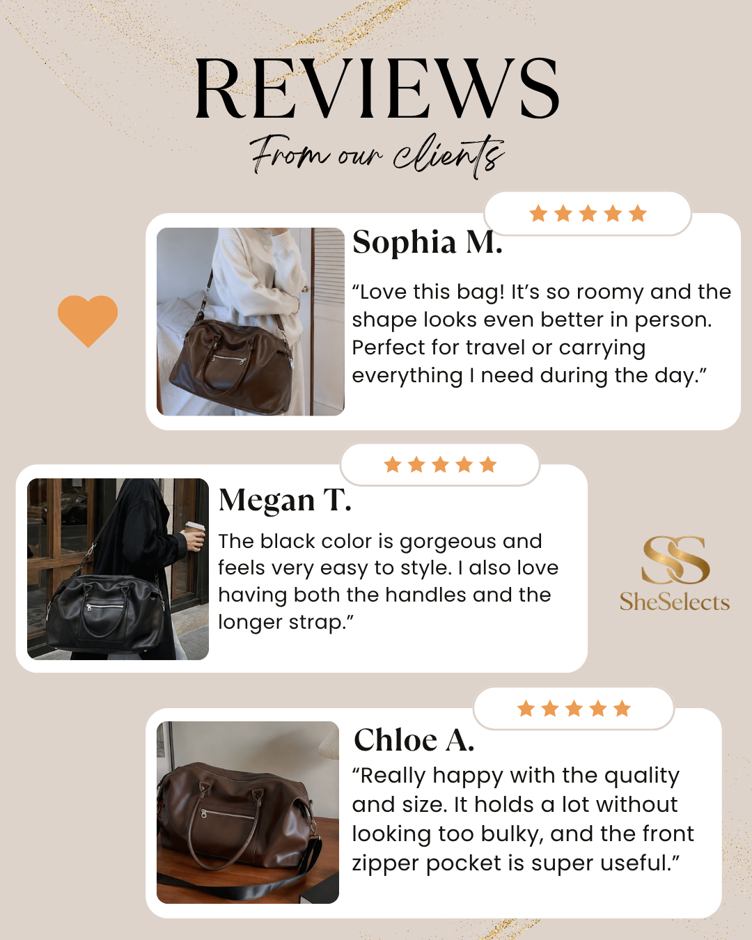 Large Vegan Leather Weekender Bag, Carry-On Duffel with Shoulder Strap