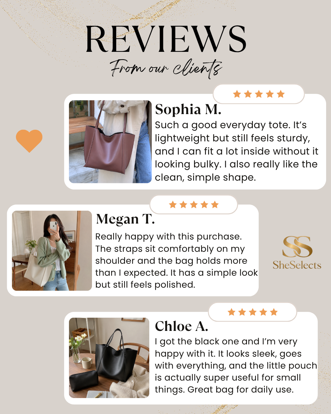Grand cabas en cuir vegan avec pochette assortie pour travail et voyage