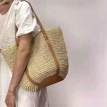 Straw Beach Bag for Women, Lightweight Summer Vacation Purse