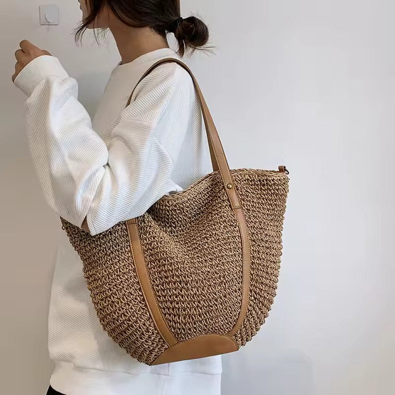 Straw Beach Bag for Women, Lightweight Summer Vacation Purse