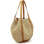 Straw Beach Bag for Women, Lightweight Summer Vacation Purse in Beige, styled as a SheSelects summer accessory