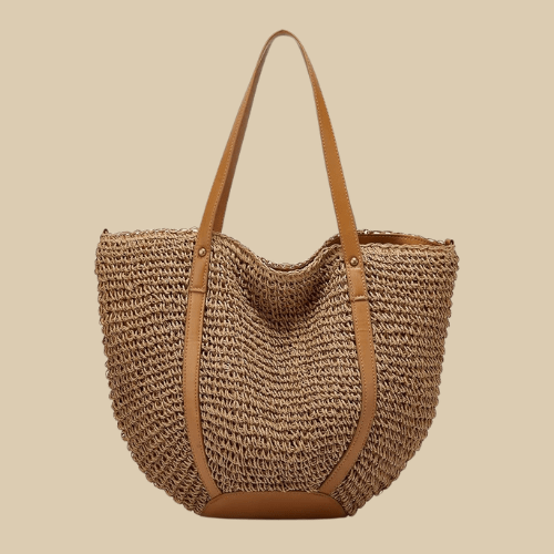 Straw Beach Bag for Women, Lightweight Summer Vacation Purse