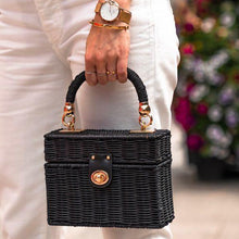 Black Wicker Summer Bag for Women, Natural Summer Vacation Purse
