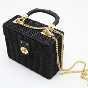 Black Wicker Summer Bag for Women, Natural Summer Vacation Purse in Black, styled as a SheSelects summer accessory