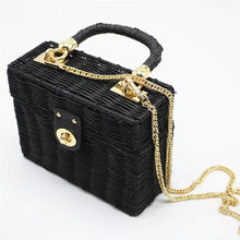 Black Wicker Summer Bag for Women, Natural Summer Vacation Purse