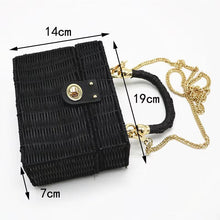 Black Wicker Summer Bag for Women, Natural Summer Vacation Purse