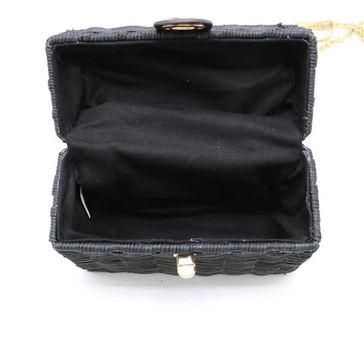 Black Wicker Summer Bag for Women, Natural Summer Vacation Purse in Black, styled as a SheSelects summer accessory