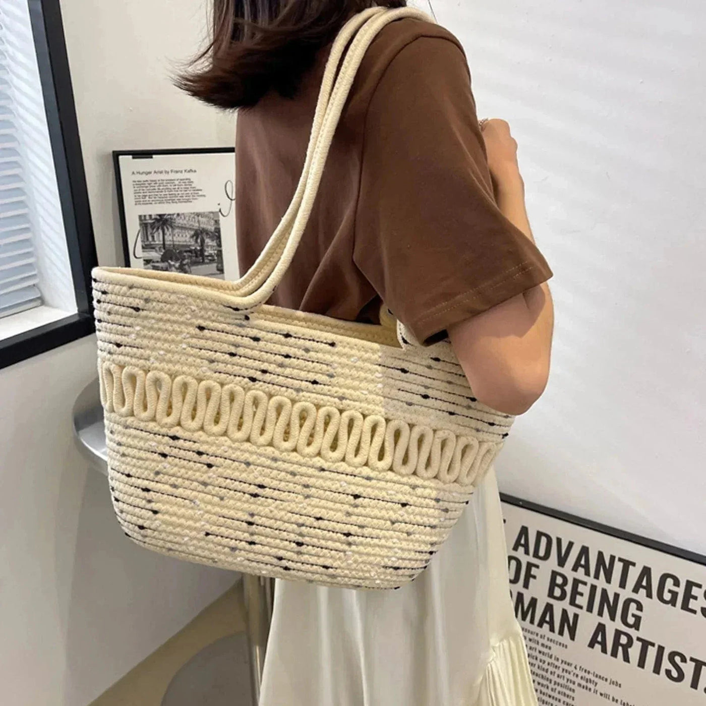 Straw Summer Bag for Women, Natural Summer Vacation Purse, styled as a SheSelects summer accessory