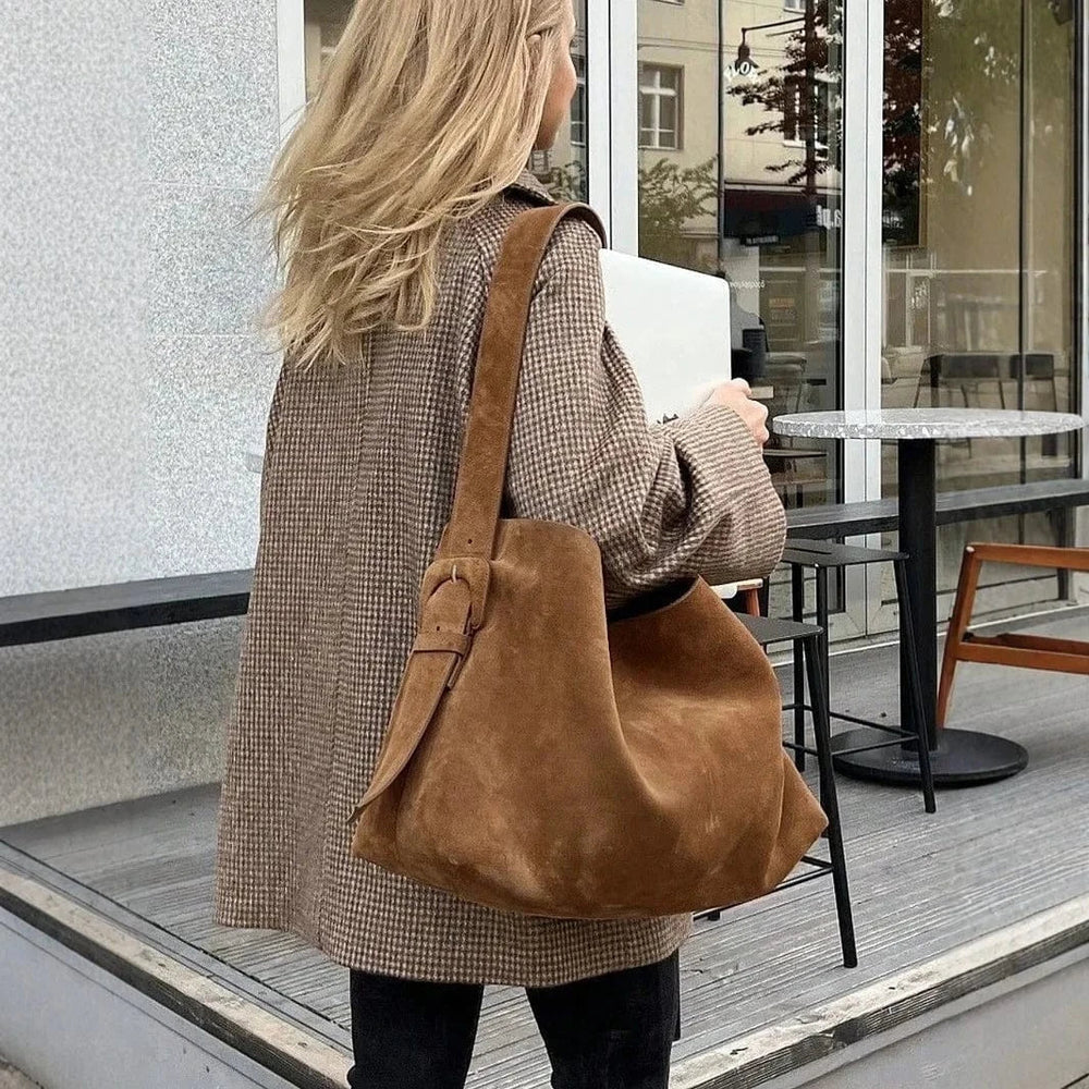 Suede Style Vegan Leather Handbag for Women, Everyday City Purse