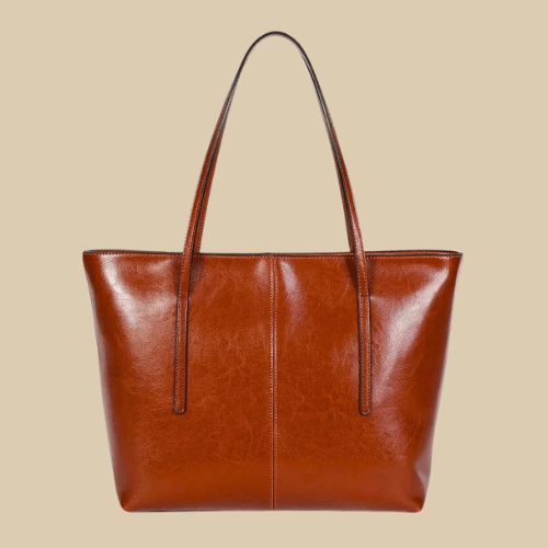 Brown Vegan Leather Tote Bag for Women, Soft Everyday Shoulder Purse