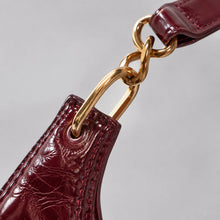 Glossy Vegan Leather Hobo Bag, Gold Chain Shoulder Purse with Detachable Strap