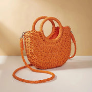 Straw Summer Bag for Women, Natural Summer Vacation Purse in Hot Pink, styled as a SheSelects summer accessory