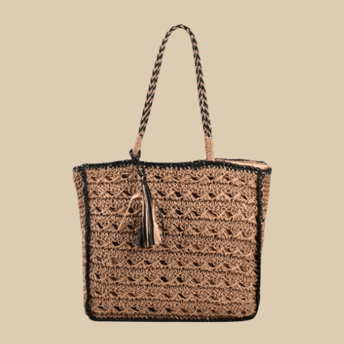 Crochet Handbag for Women, Natural Woven Summer Purse