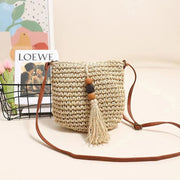 Mini Crochet Crossbody Bag for Women, Woven Summer Purse with Easy Strap in Coffee, styled as a SheSelects summer accessory