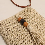 Mini Crochet Crossbody Bag for Women, Woven Summer Purse with Easy Strap in Coffee, styled as a SheSelects summer accessory