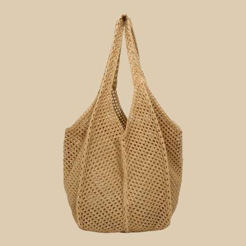 Crochet Tote Bag for Women, Woven Summer Beach and Vacation Purse