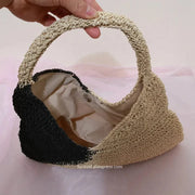 Crochet Summer Bag for Women, Natural Summer Vacation Purse in Black, styled as a SheSelects summer accessory