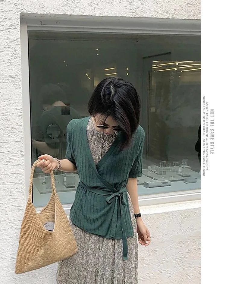 Crochet Summer Bag for Women, Natural Summer Vacation Purse in Black, styled as a SheSelects summer accessory