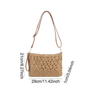 Crochet Crossbody Bag for Women, Woven Summer Purse with Easy Strap in Beige, styled as a SheSelects summer accessory