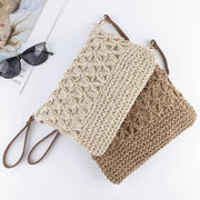 Crochet Crossbody Bag for Women, Woven Summer Purse with Easy Strap in Beige, styled as a SheSelects summer accessory