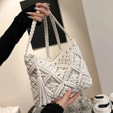 Crochet Shoulder Bag for Women, Natural Woven Summer Purse