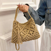 Crochet Shoulder Bag for Women, Natural Woven Summer Purse