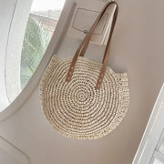 Crochet Summer Bag for Women, Natural Summer Vacation Purse in Beige, styled as a SheSelects summer accessory