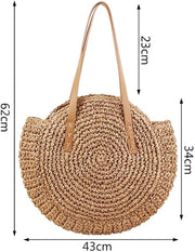 Crochet Summer Bag for Women, Natural Summer Vacation Purse in Beige, styled as a SheSelects summer accessory