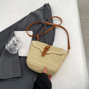 Straw Crossbody Bag for Women, Woven Summer Purse with Easy Strap in Light Brown, styled as a SheSelects summer accessory