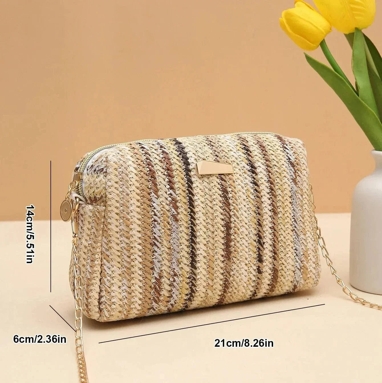 Straw Summer Bag for Women, Natural Summer Vacation Purse in Green, styled as a SheSelects summer accessory