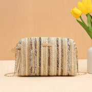 Straw Summer Bag for Women, Natural Summer Vacation Purse in Green, styled as a SheSelects summer accessory