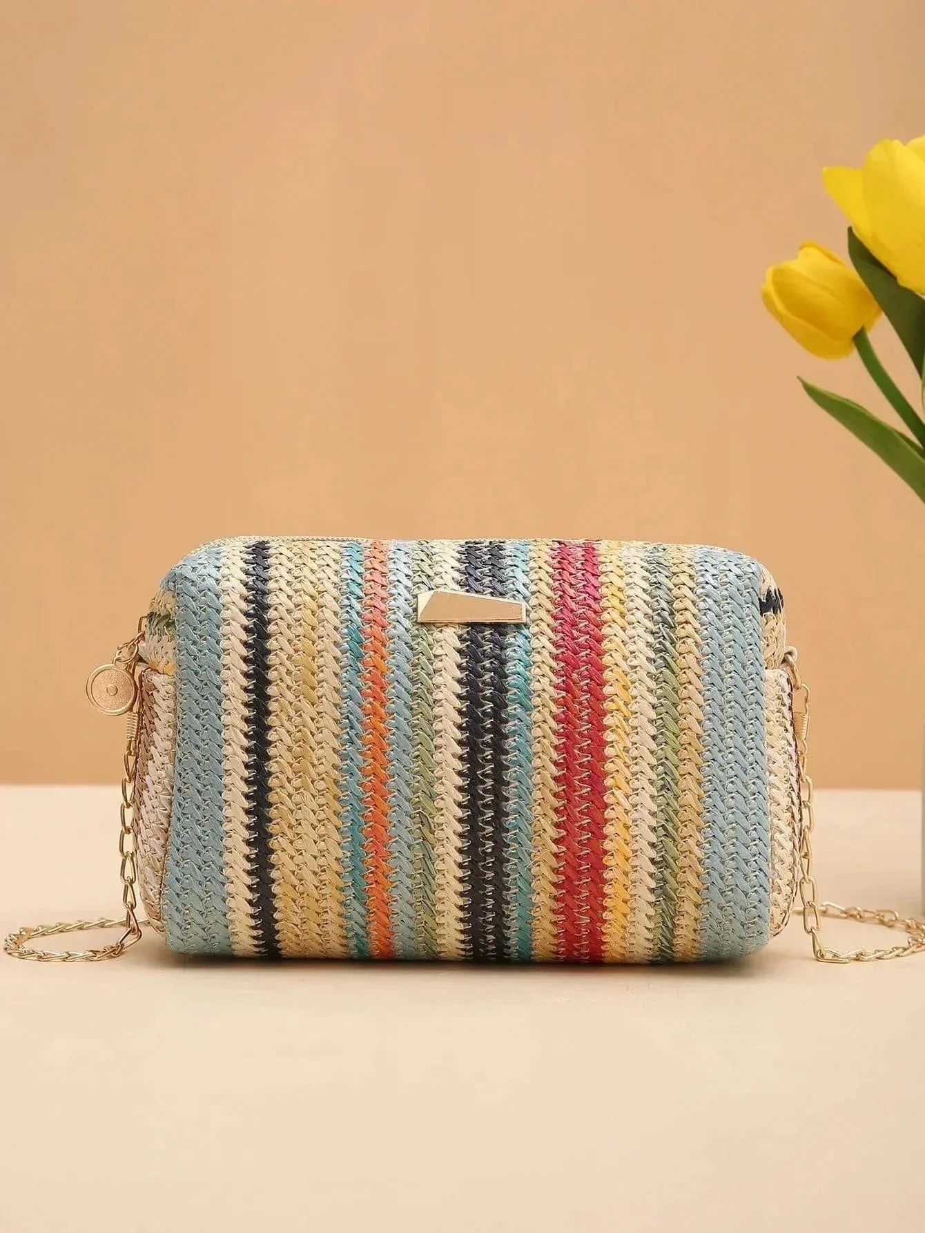 Straw Summer Bag for Women, Natural Summer Vacation Purse in Green, styled as a SheSelects summer accessory