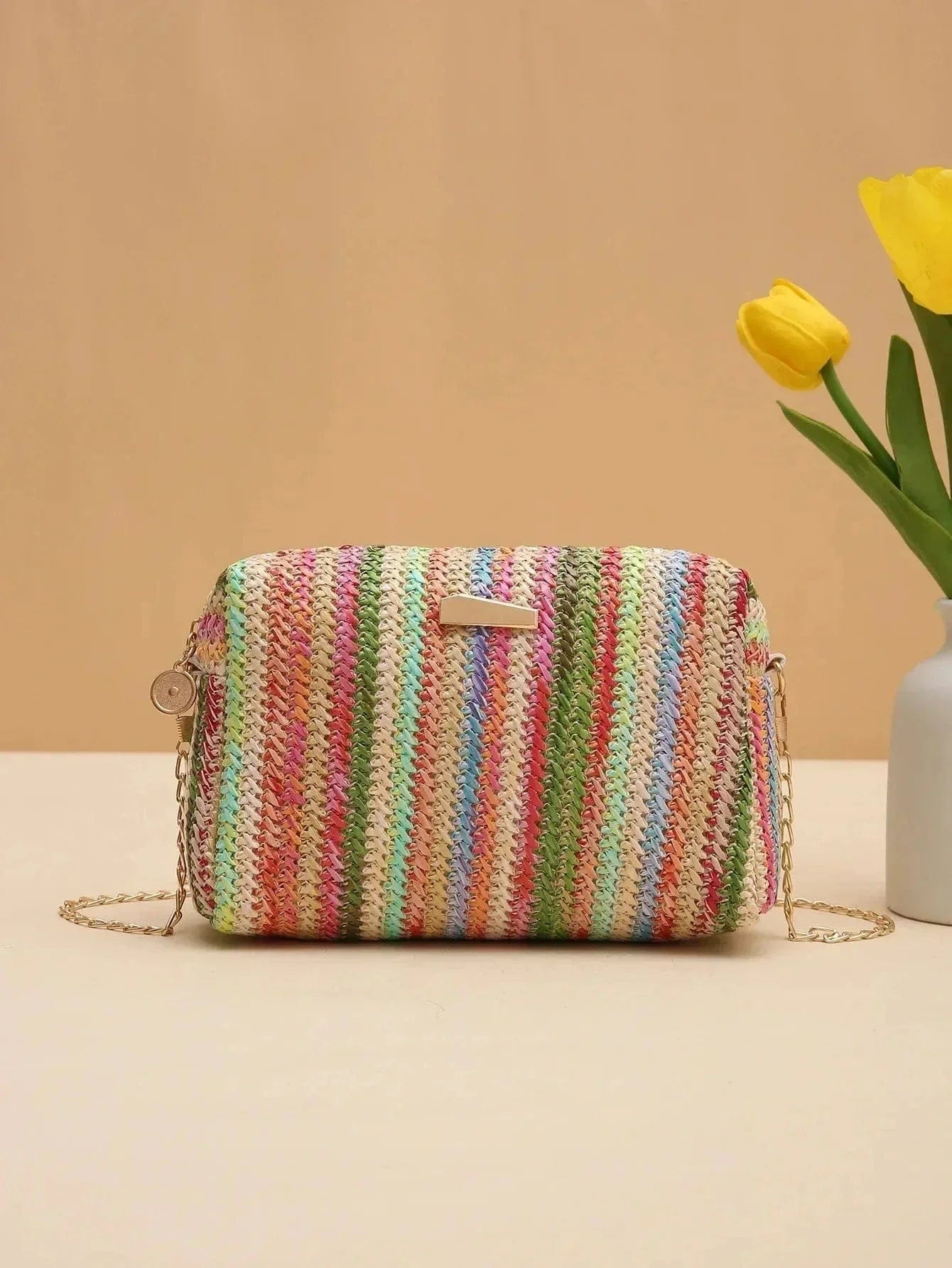 Straw Summer Bag for Women, Natural Summer Vacation Purse in Green, styled as a SheSelects summer accessory