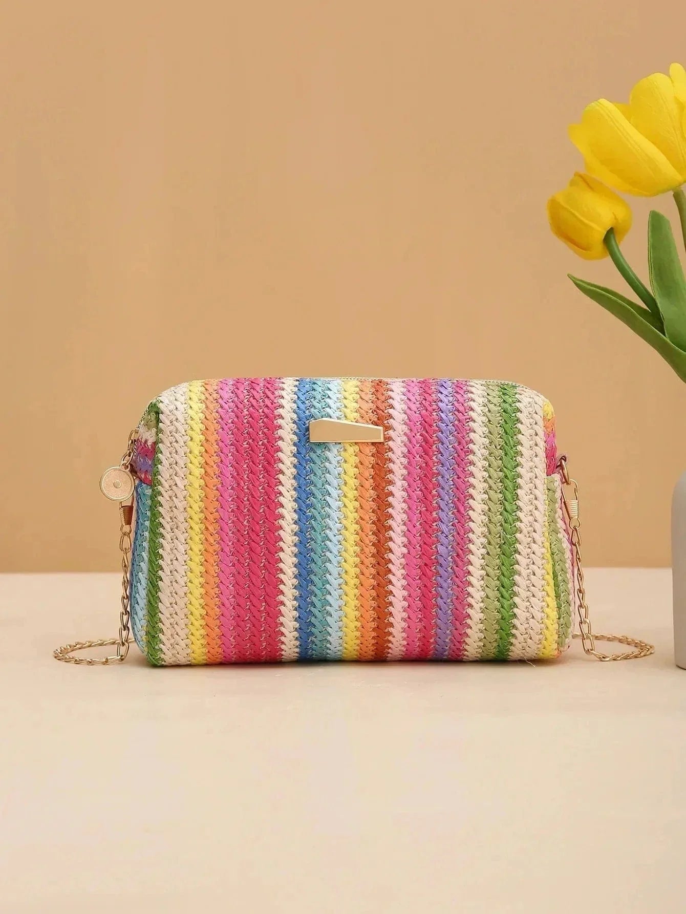 Straw Summer Bag for Women, Natural Summer Vacation Purse in Green, styled as a SheSelects summer accessory