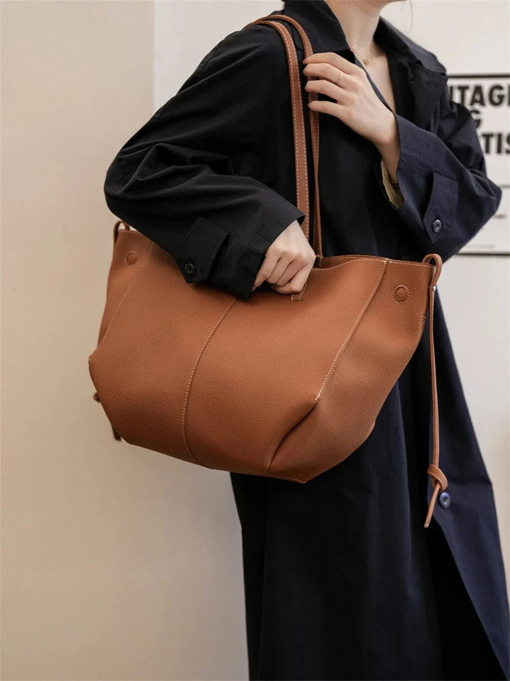 Vegan Leather Tote Bag for Women, Soft Everyday Shoulder Purse