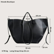 Vegan Leather Tote Bag for Women, Soft Everyday Shoulder Purse in Black, styled as a SheSelects summer accessory