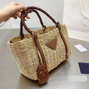 Raffia Summer Bag for Women, Natural Summer Vacation Purse in Beige, styled as a SheSelects summer accessory