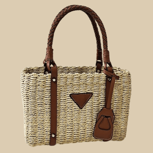 Raffia Summer Bag for Women, Natural Summer Vacation Purse in Beige, styled as a SheSelects summer accessory