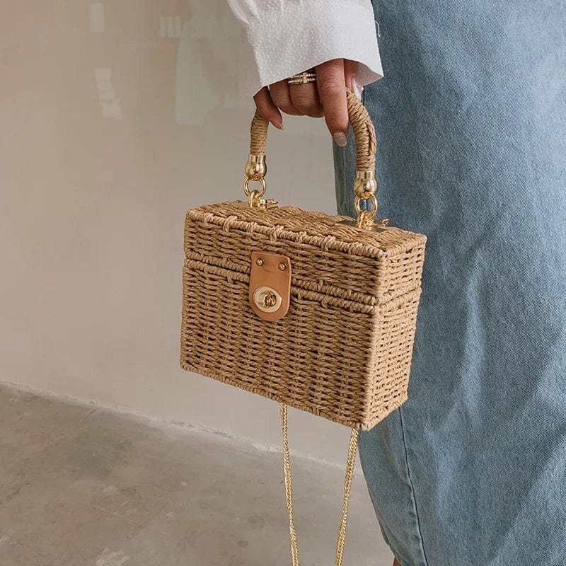 Rattan Summer Bag for Women, Natural Summer Vacation Purse