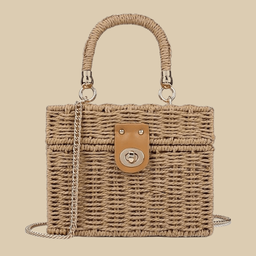 Rattan Summer Bag for Women, Natural Summer Vacation Purse