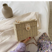 Straw Summer Bag for Women, Natural Summer Vacation Purse in Beige, styled as a SheSelects summer accessory