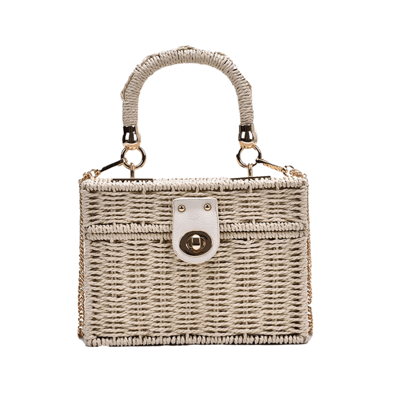 Straw Summer Bag for Women, Natural Summer Vacation Purse in Beige, styled as a SheSelects summer accessory