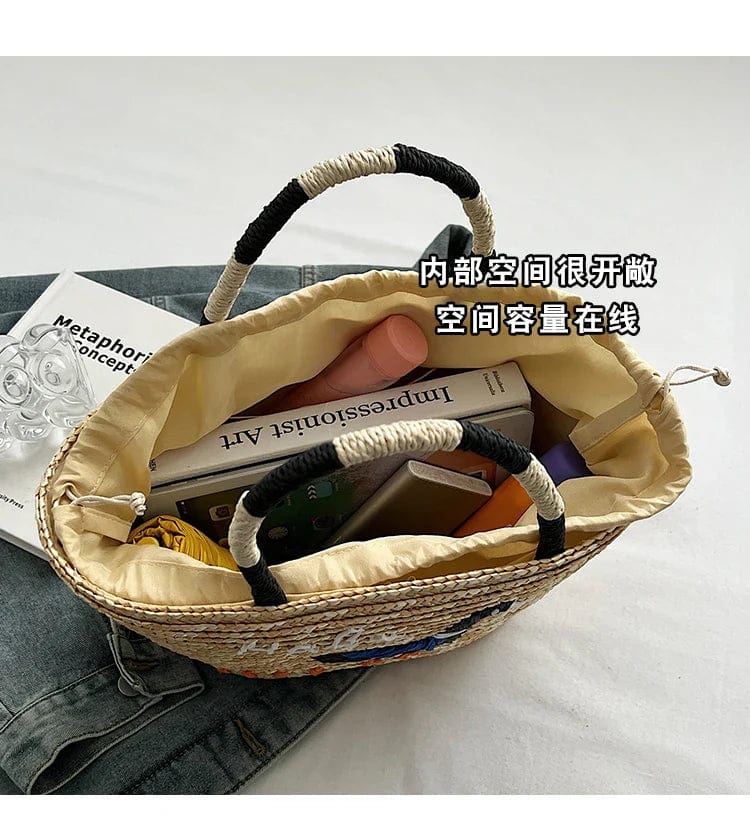 Straw Summer Bag for Women, Natural Summer Vacation Purse in Khaki, styled as a SheSelects summer accessory